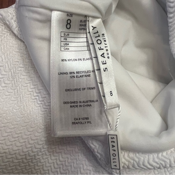 Seafolly Sea Dive One Shoulder One Piece Swimsuit White Women's US Size 4‎ - Picture 12 of 14